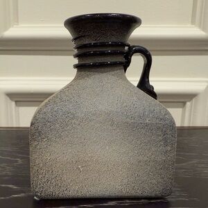 Vintage Black Art Glass Applied Glass Scavo Textured Vase